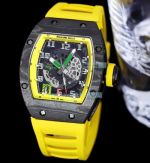 Swiss Replica Richard Mille RM010 Skeleton Dial Carbon Watch Yellow Strap